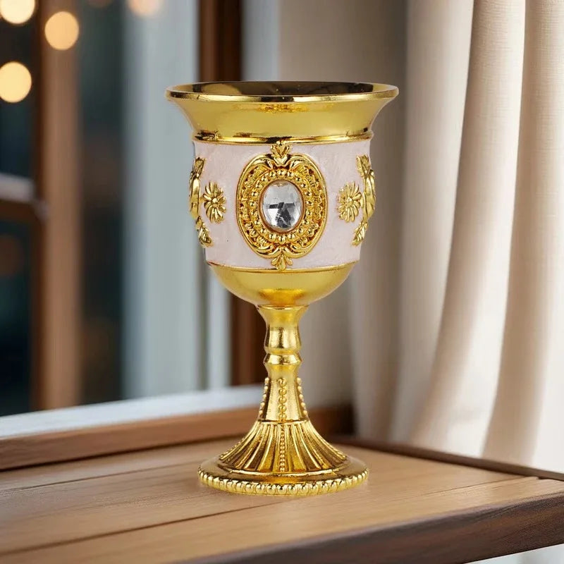 European Gemstone Rose Metal High Footed Wine Cup Wedding Toast Cup Household Wine Glass Holiday Gift